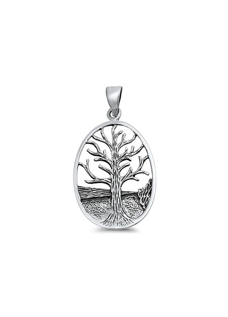 PENDENTIF mixte Médaillon ovale Arbre de Vie argent 925