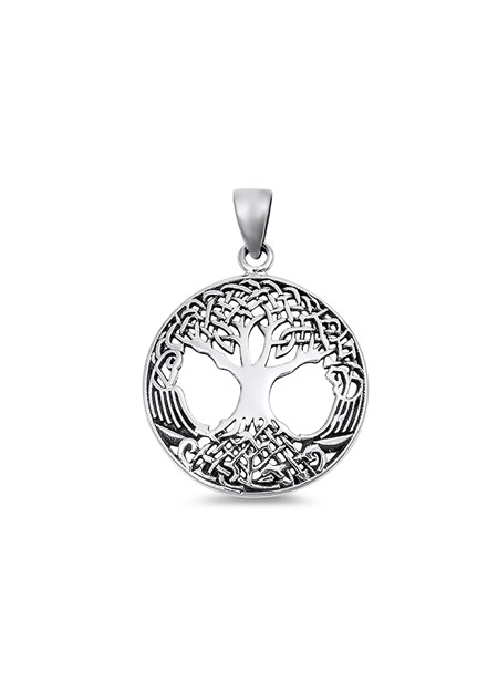 PENDENTIF mixte Médaillon rond Arbre de Vie argent 925