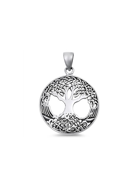 PENDENTIF mixte Médaillon rond Arbre de Vie argent 925