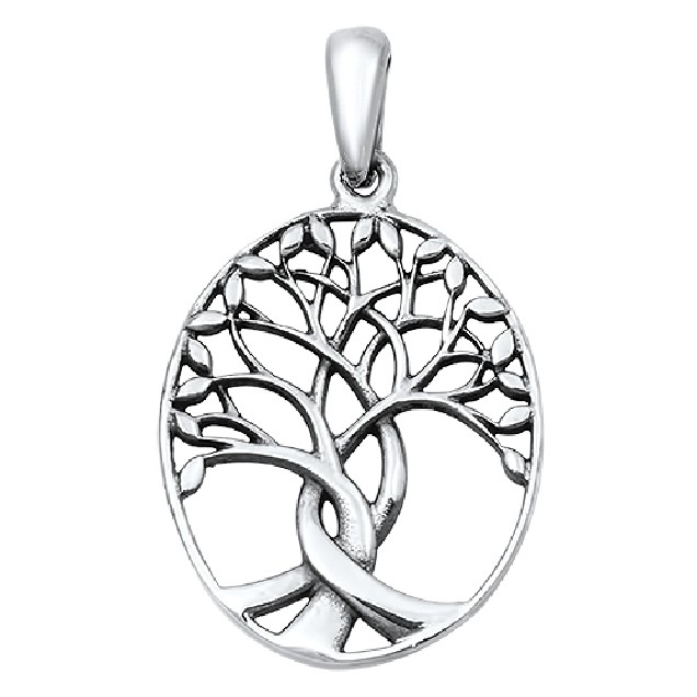 PENDENTIF mixte Médaillon ovale Arbre de Vie argent 925