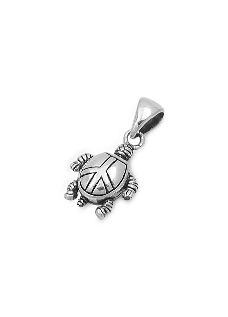 PENDENTIF mixte Tortue Peace and Love argent 925