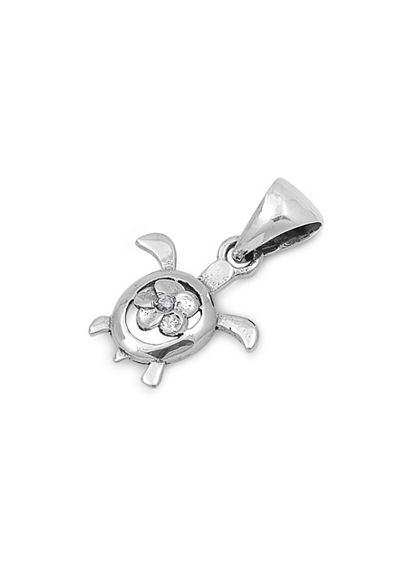 PENDENTIF mixte Tortue & Fleur argent 925