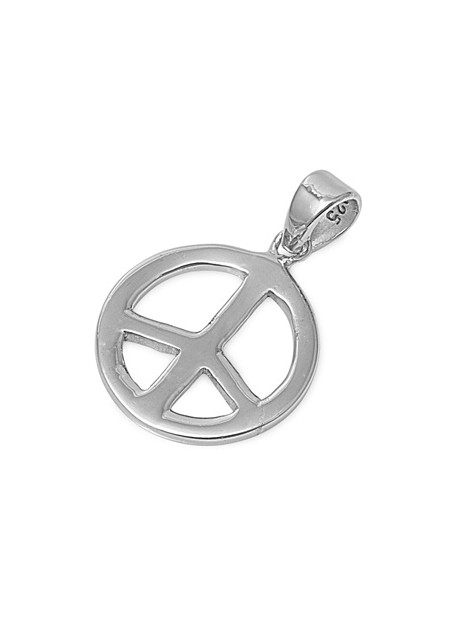 PENDENTIF mixte Médaillon rond Peace & Love argent 925