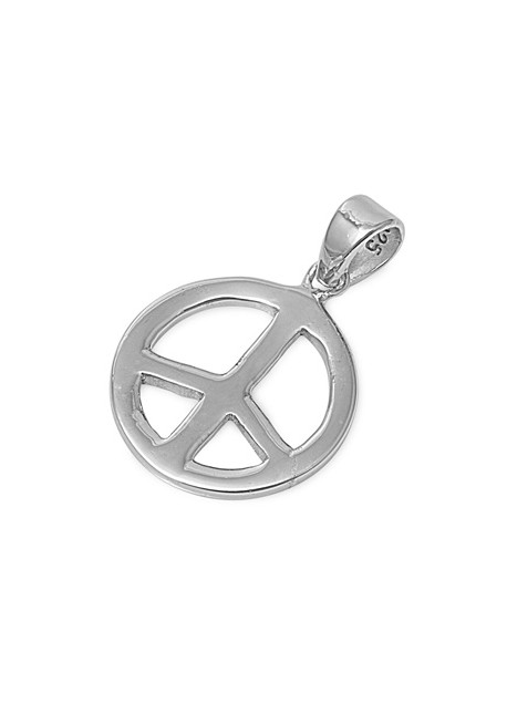 PENDENTIF mixte Médaillon rond Peace & Love argent 925