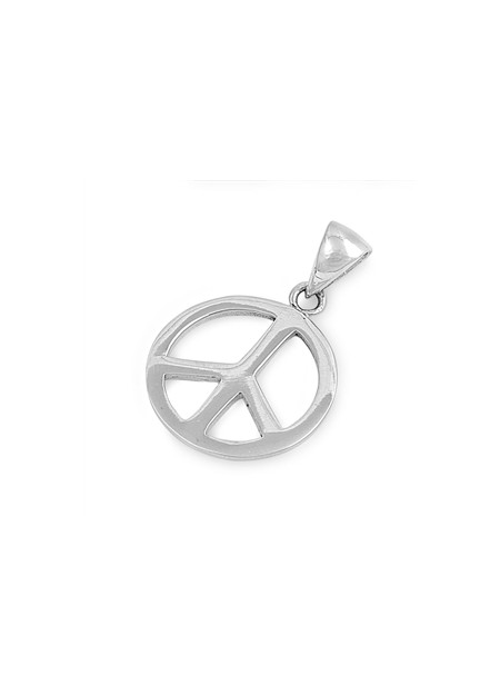 PENDENTIF mixte Médaillon rond Peace & Love argent 925