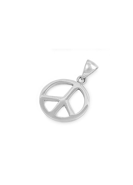 PENDENTIF mixte Médaillon rond Peace & Love argent 925