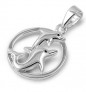 PENDENTIF mixte Médaillon rond Dauphins argent 925