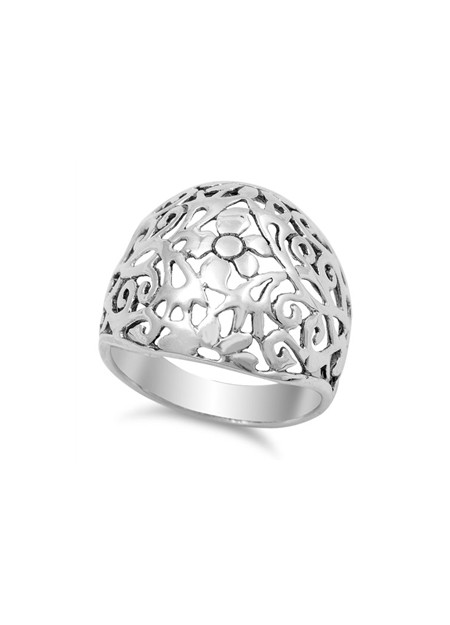 Bague Large Bombée dentelle ciselée EN ARGENT 925