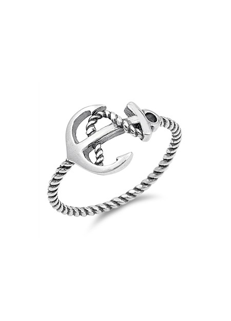 Bague Mixte ANCHOR Ancre de Marine & cordage en Argent 925