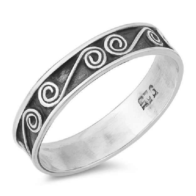 Bague Anneau Mixte Spirale en Argent 925 - 4.5 MM