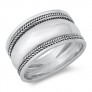 Bague Armure large en Argent 925 & décor tressé - 12 MM