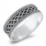 Bague Anneau Mixte en Argent 925 & décor Tribal - 6 MM