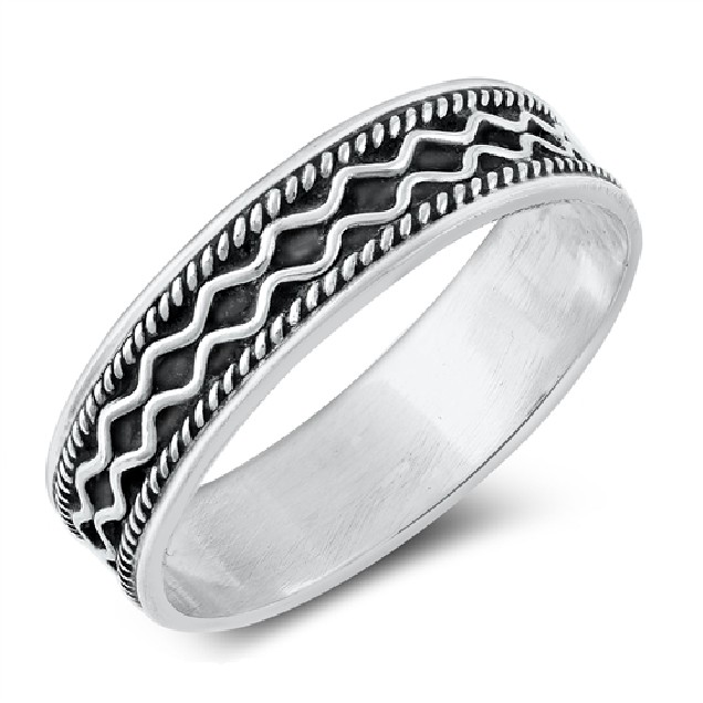 Bague Anneau Mixte Tribal chic en Argent 925 - 5 MM