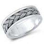 Bague Anneau Mixte en Argent 925 & décor tressé - 13 MM