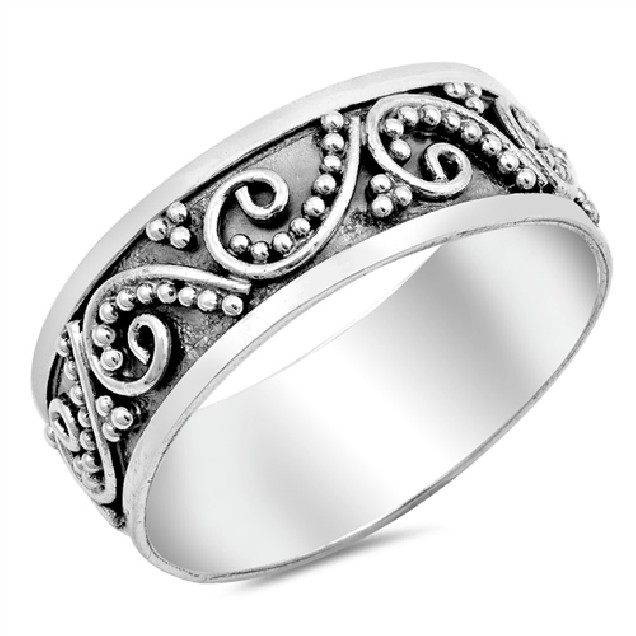 Bague Anneau Mixte design Bali Argent 925 - 7 MM