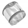 Bague Anneau Large Armure Argent 925 décor Tribal - 19 MM