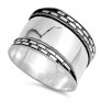 Bague Anneau Large en Argent 925 décor Design - 17 MM