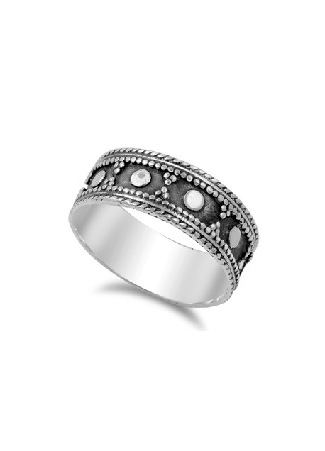 Bague Anneau mixte décor Design en Argent 925 - 7.5 MM