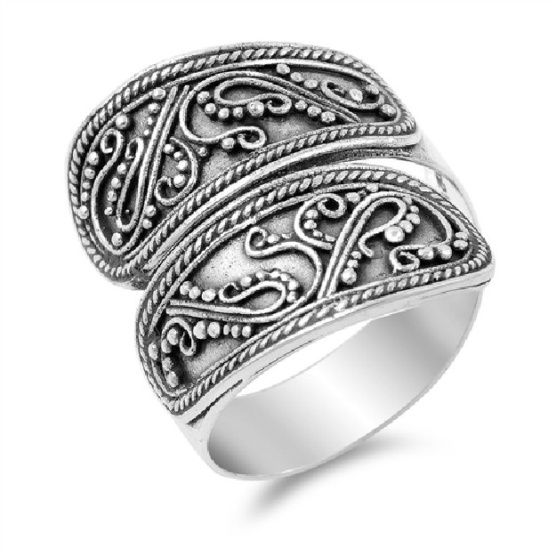 Bague ouverte fine ciselée en Argent 925 - 22 MM