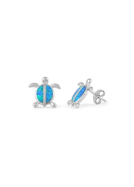 Boucles d'oreilles ornées opale Bleue Argent 925