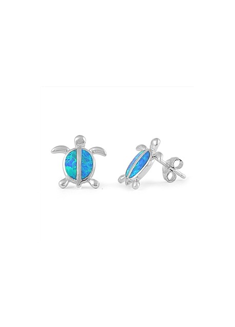 Boucles d'oreilles ornées opale Bleue Argent 925