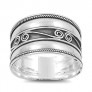 Bague Anneau mixte en Argent 925 Décor Spirales- 12 MM