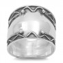 Bague Anneau mixte Argent 925 décor stries - 17 MM