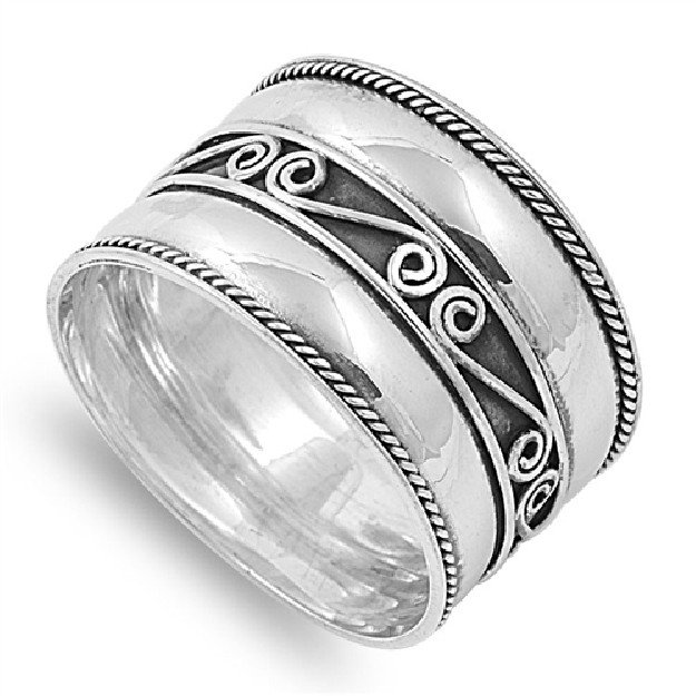 Bague Anneau Large bombé Argent 925 - 15 MM