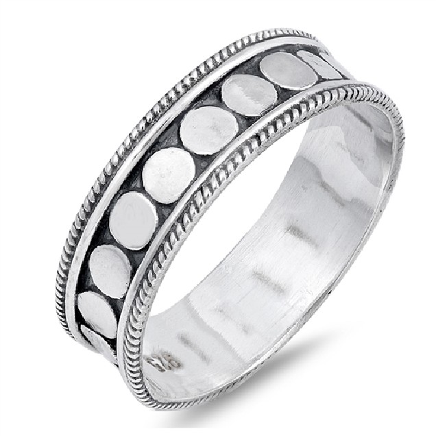 Bague Anneau mixte Argent 925 décor cercle - 7 MM