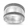 Bague Anneau Large Tube Argent 925 décor stries - 12 MM