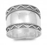 Bague Anneau Armure mixte Argent 925 décor courbe - 17 MM