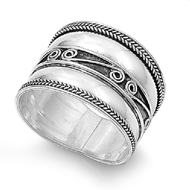 Bague Anneau mixte Argent 925 décor spirale- 17 MM