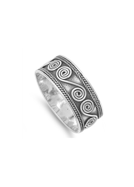 Bague Anneau Large en Argent 925 décor design - 9 MM