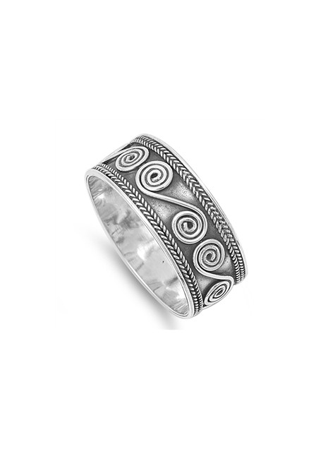 Bague Anneau Large en Argent 925 décor design - 9 MM