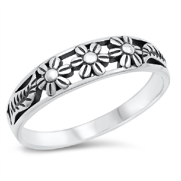 Bague Vintage Fleurs en Argent 925