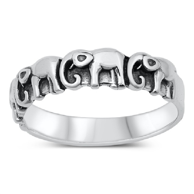 Bague anneau femme/Homme éléphants en Argent 925 - 5 MM