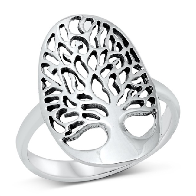 Bague Large mixte Arbre de vie en Argent 925