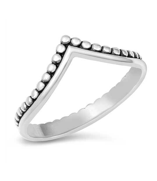 bague argent original point en v