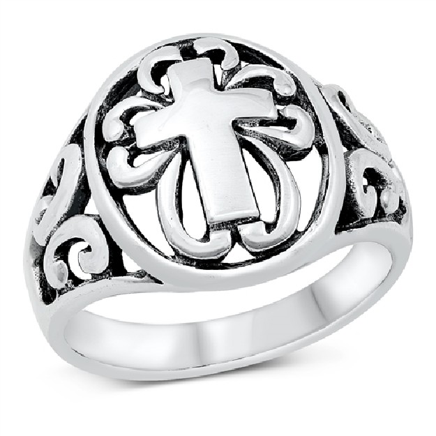 Belle Bague Mixte en Argent 925 Croix & entrelacs