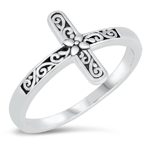 Bague Anneau Croix filigrane Argent 925