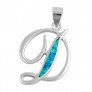 Pendentif initiale Lettre D argent 925 orné Opale bleue