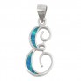 Pendentif initiale Lettre E argent 925 orné Opale bleue