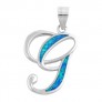 Pendentif initiale Lettre G argent 925 orné Opale bleue