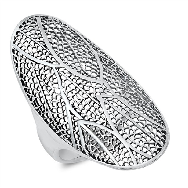 Bague longue Feuille en filigrane Argent 925