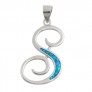 Pendentif initiale Lettre S argent 925 orné Opale bleue