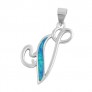 Pendentif initiale Lettre V argent 925 orné Opale bleue