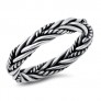 Bague anneau mixte tresse & cordage en Argent 925