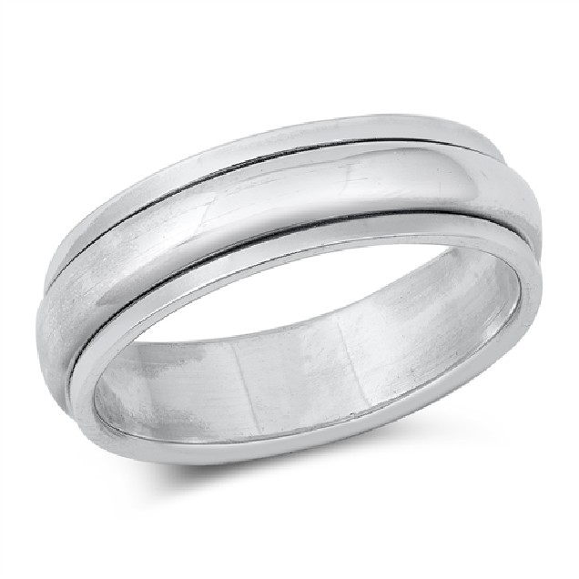 Bague Anneau mixte tournant en Argent 925 - 6 MM