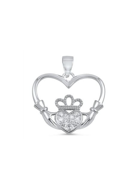 PENDENTIF Cœur entre les Mains Claddagh argent 925