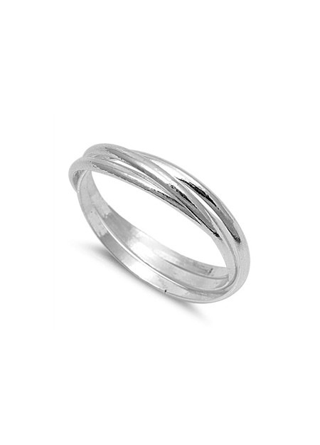 Bague 3 Anneaux Mixte 1,5 mm Argent Massif